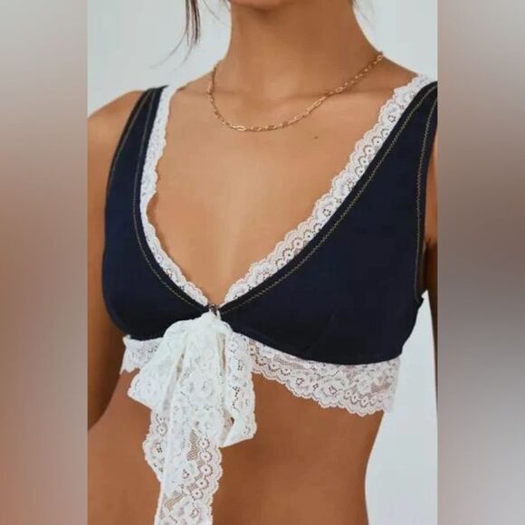 UO Out From Under Cowgirl Logic Denim Plunge Bralette - Picture 3 of 11